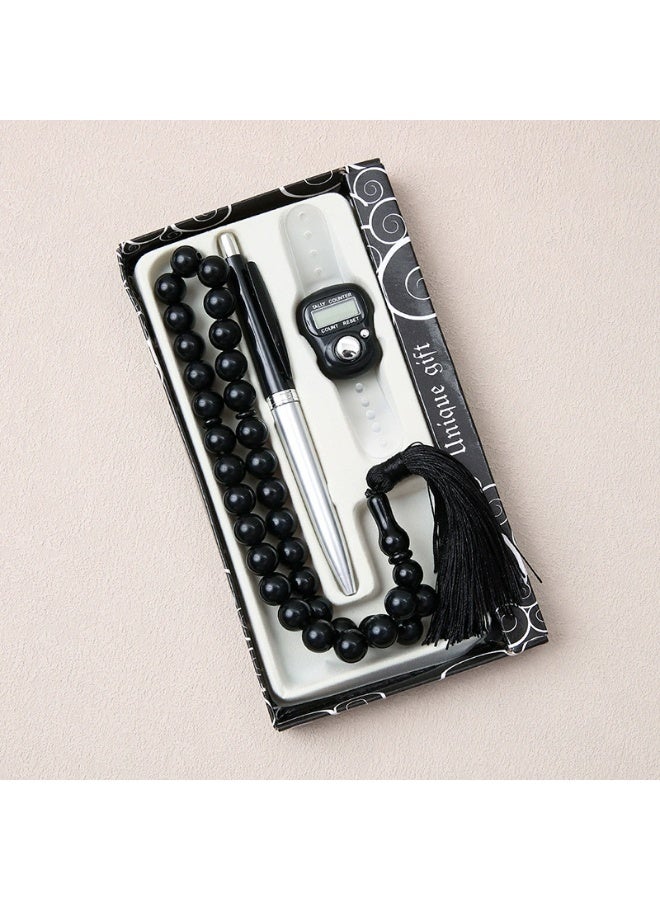 Muslim Rosary Beads 33 Beads, Rosary, Counter, Pen , Three-Piece Set, Used For Prayer And Praise, Men And Women Holding Bracelets